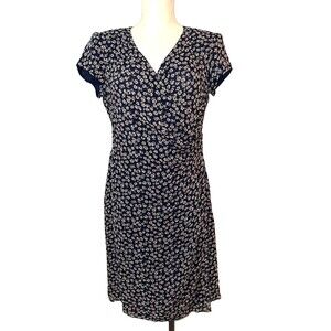 Lauren Ralph Lauren Vintage Womens Silk Floral Wrap Dress size 8 Romantic Modest